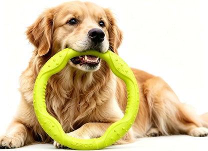 Dog Ring Toy, Durable Soft Flying Disc for Throwing Catching Grabbing, Water Floating Dog Training Fetch Ring for Medium Large Breeds, Outdoor (Green/11.8Inch)